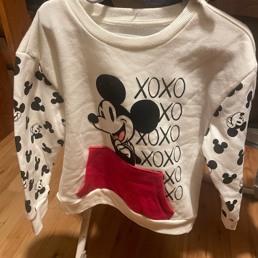 Disney Kids Sweatshirt with Mickey Mouse and Red Pocket